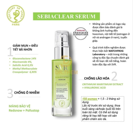 Tinh Chất Hỗ Trợ Giảm Mụn Làm Mờ Thâm Sạm Và Mềm Da SVR Sebiaclear Serum 30ml