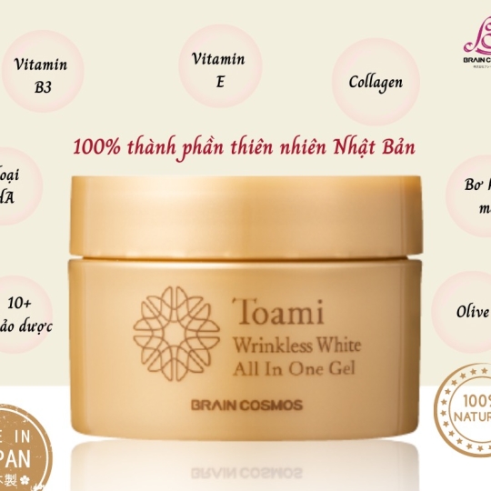 Gel dưỡng trắng chống nhăn cao cấp Nhật Bản Toami Wrinkless White All in One 